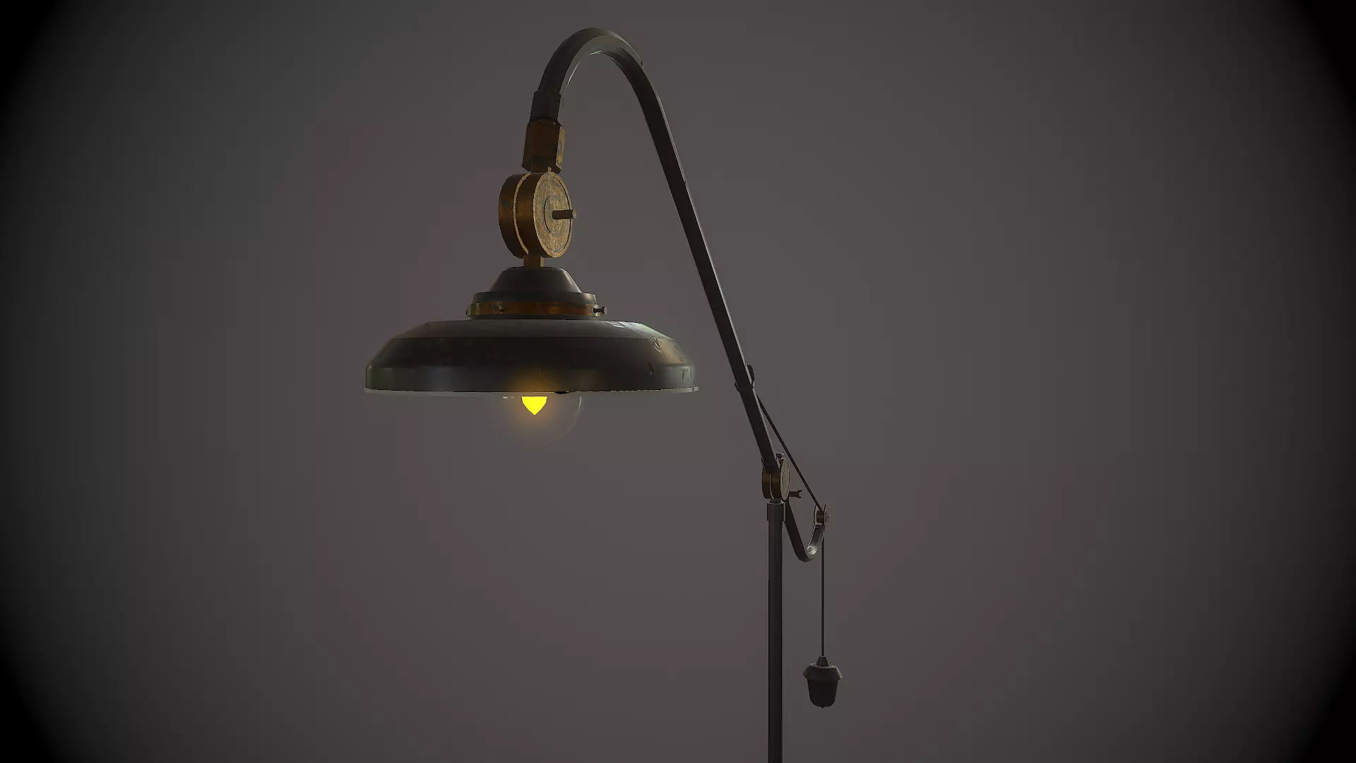 Retro floor lamp Low-poly 3D model_0