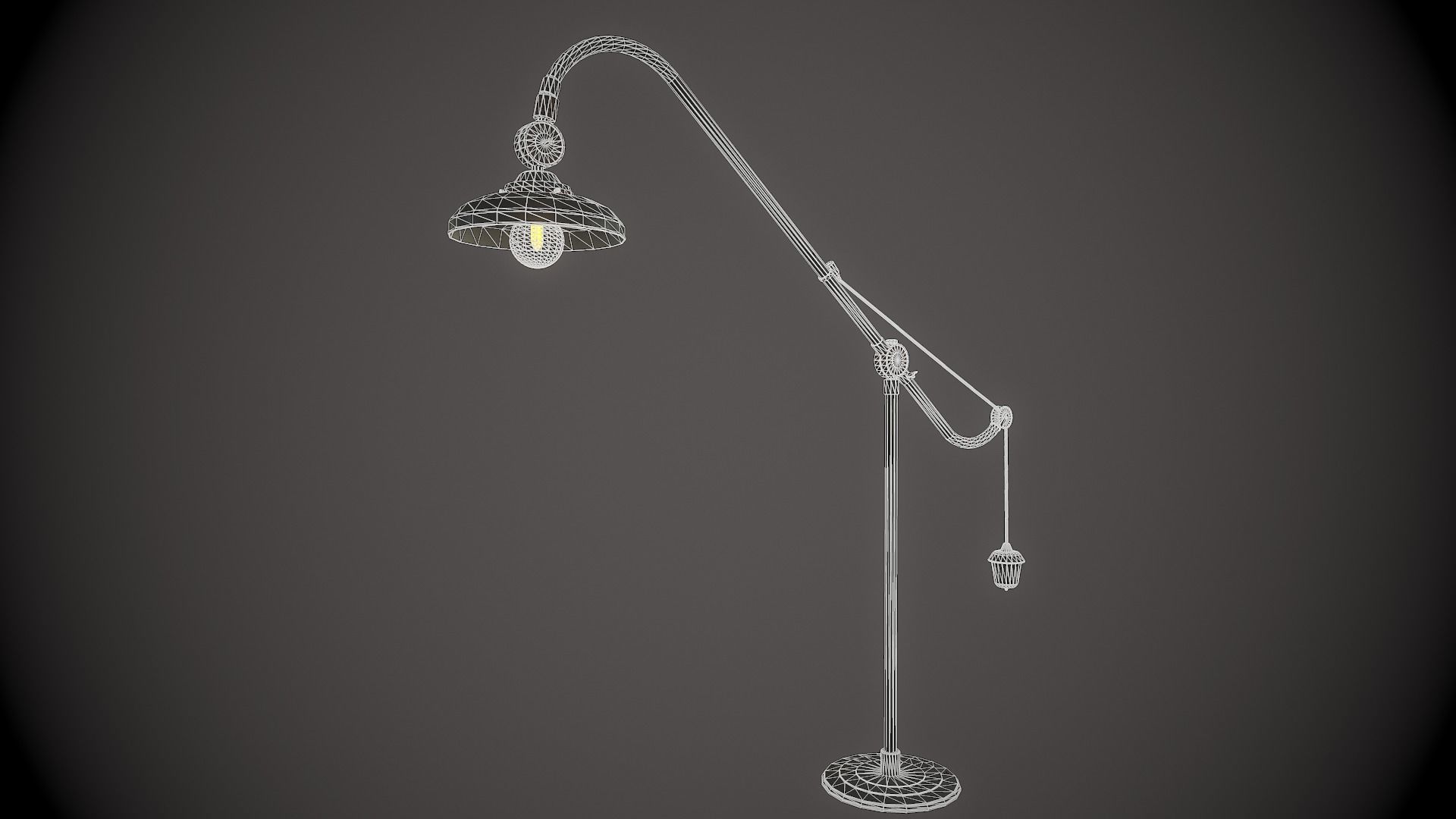Retro floor lamp Low-poly 3D model_7