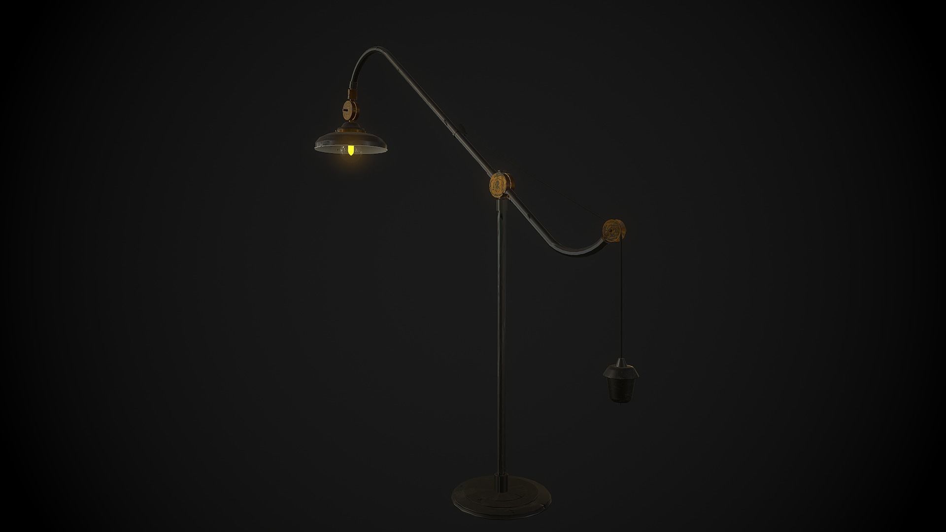 Retro floor lamp Low-poly 3D model_5