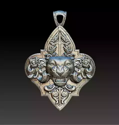  Pendant Panther  and  cherub