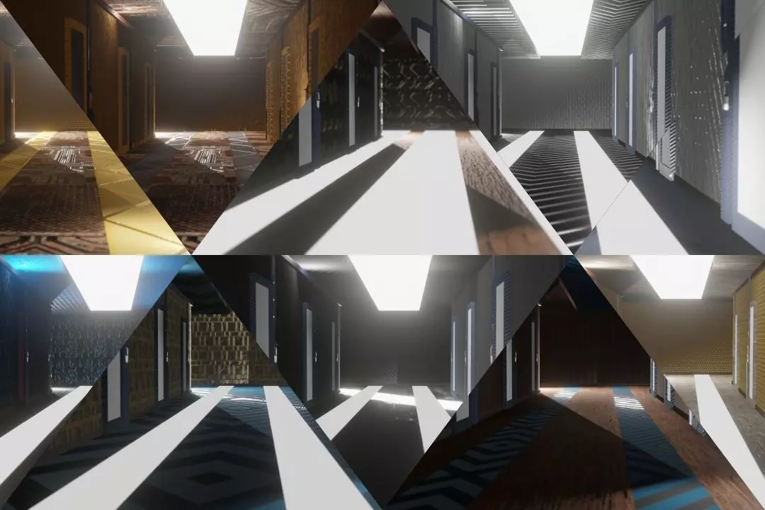 Corridor set ready to render Low-poly 3D model