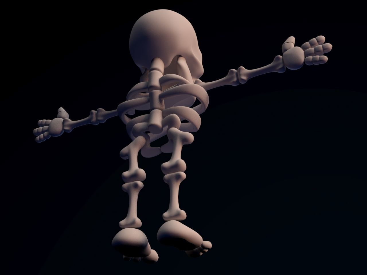 Cartoon Skeleton Not rigged 3D model_4