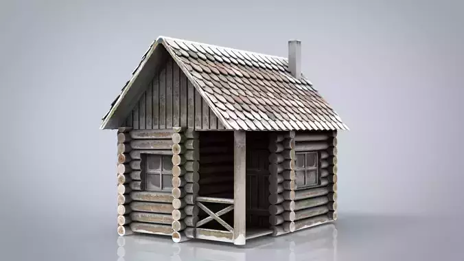 WINTER CABIN  Low-poly 3D model