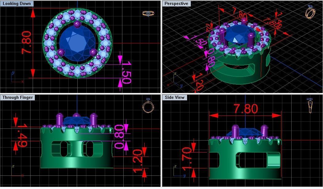 Diamond pendant circle 3D print model_7