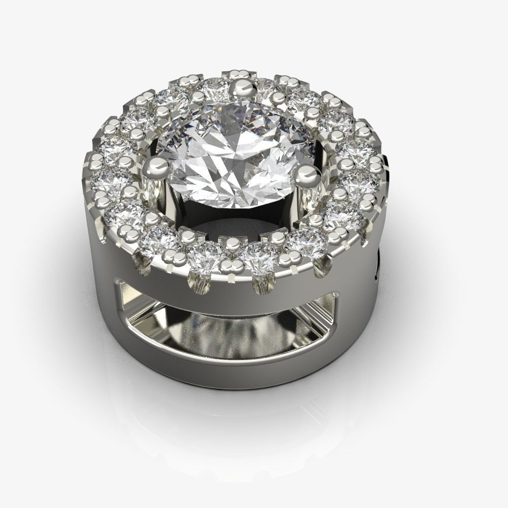 Diamond pendant circle 3D print model_3