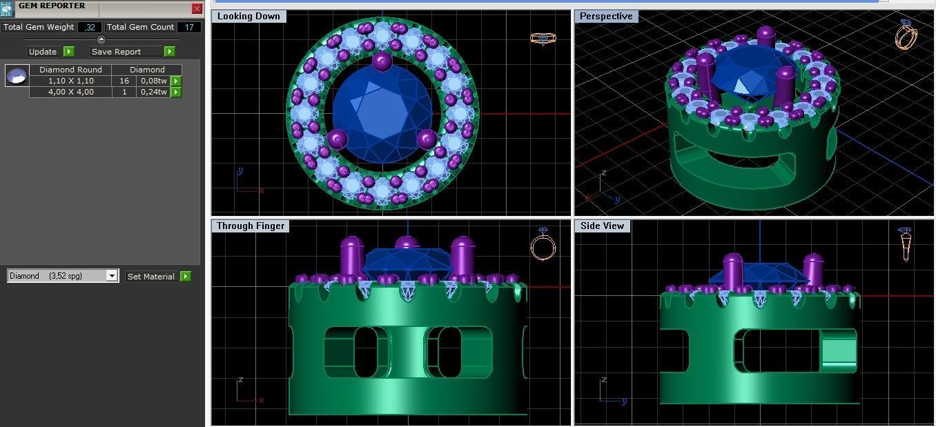 Diamond pendant circle 3D print model_6