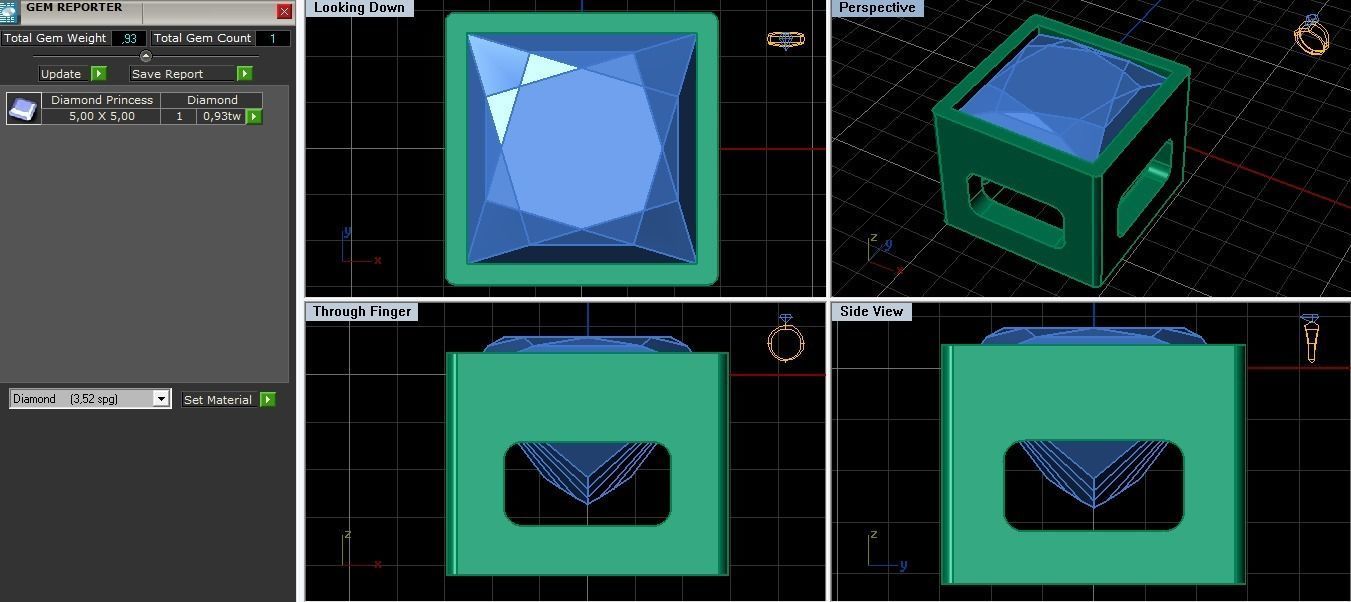 Diamond pendantn square  3D print model_7