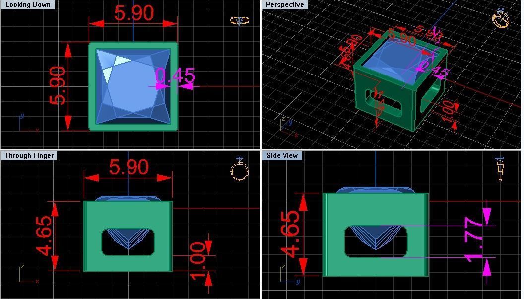 Diamond pendantn square  3D print model_8