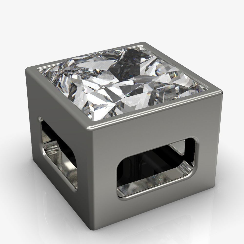 Diamond pendantn square  3D print model_6