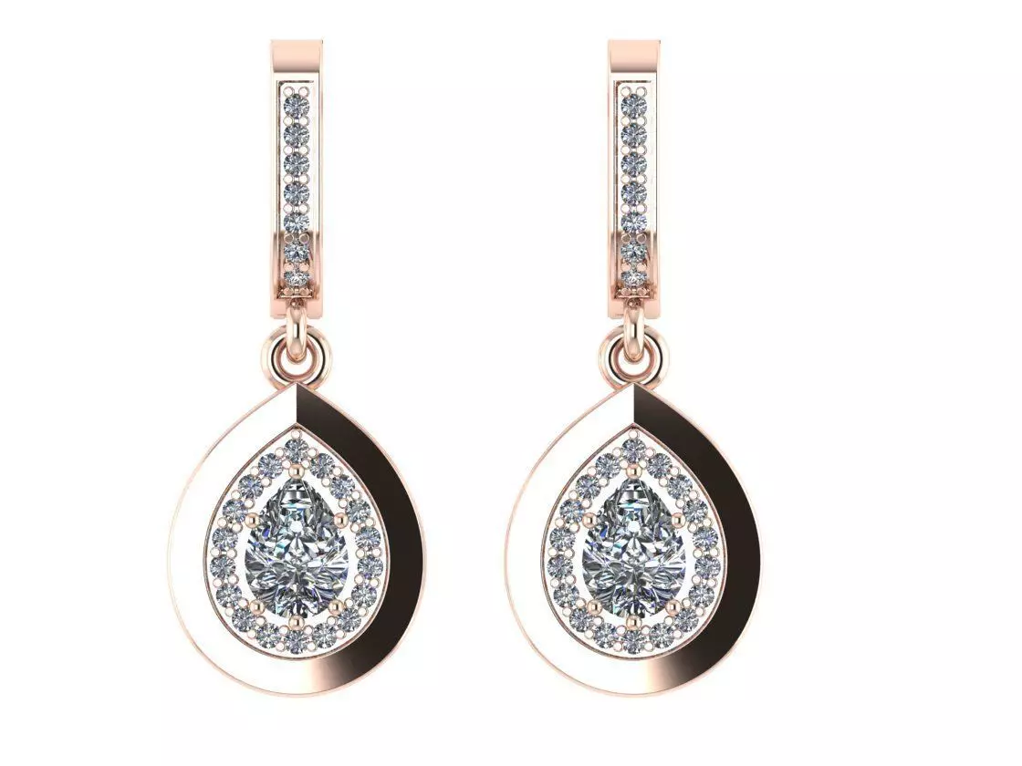Earrings with drop diamonds 3D print model