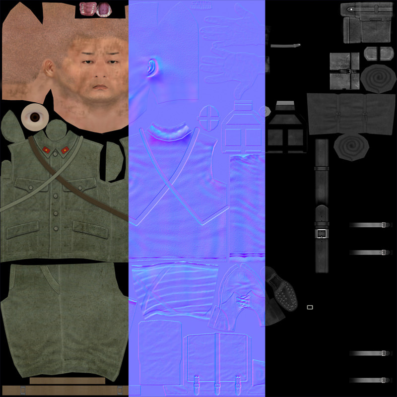 Japanese soldier and Type 100 Low-poly 3D model_6