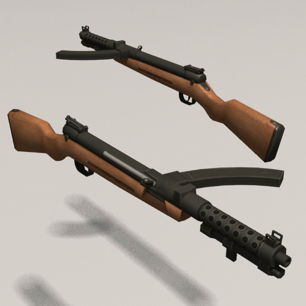 Japanese soldier and Type 100 Low-poly 3D model_7