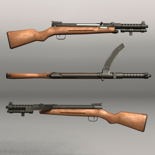 Japanese soldier and Type 100 Low-poly 3D model_9