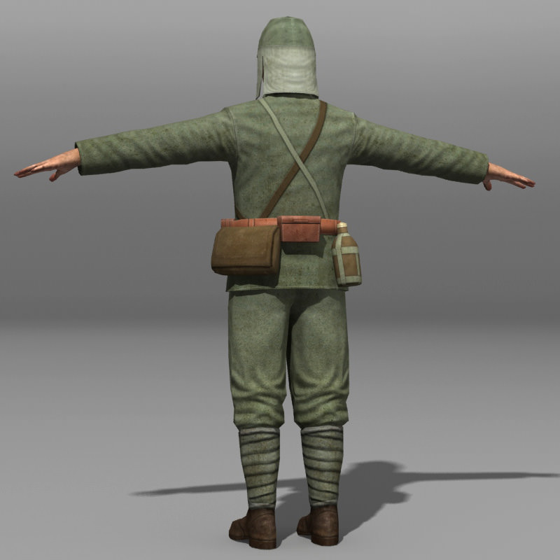 Japanese soldier and Type 100 Low-poly 3D model_4