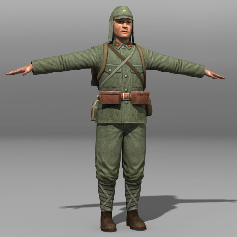 Japanese soldier and Type 100 Low-poly 3D model_1