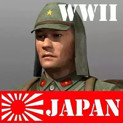 Japanese soldier and Type 100 Low-poly 3D model