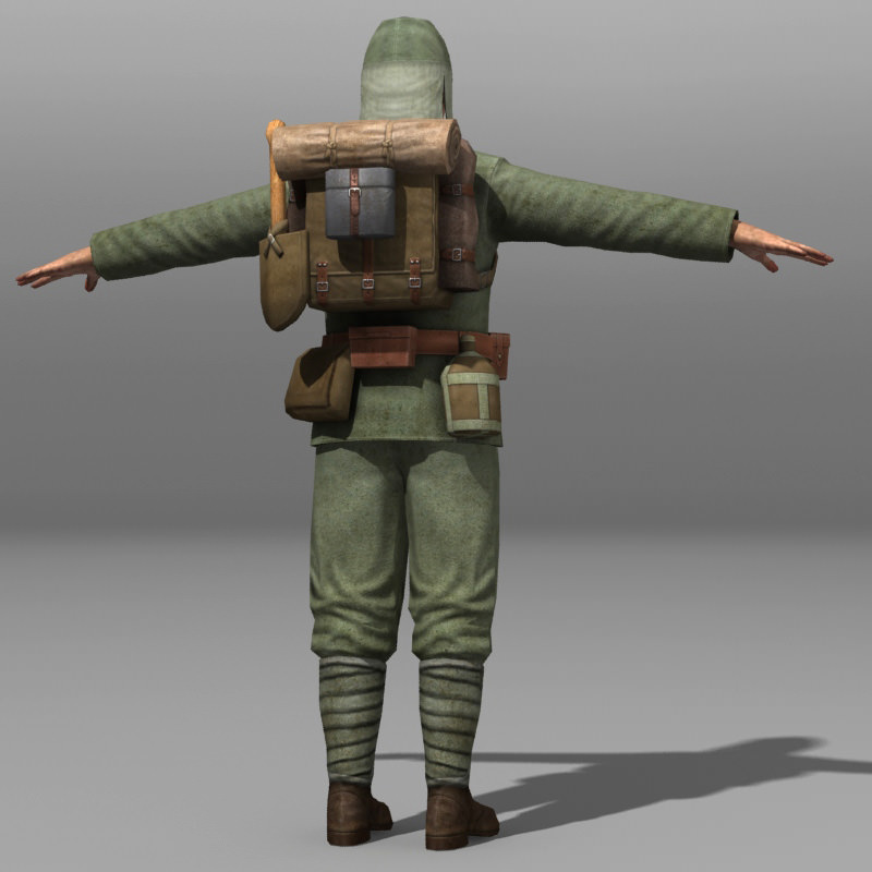 Japanese soldier and Type 100 Low-poly 3D model_2