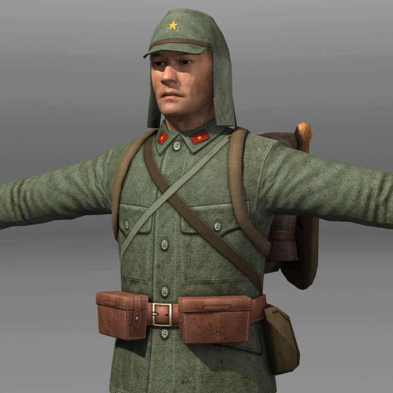 Japanese soldier and Type 100 Low-poly 3D model_3