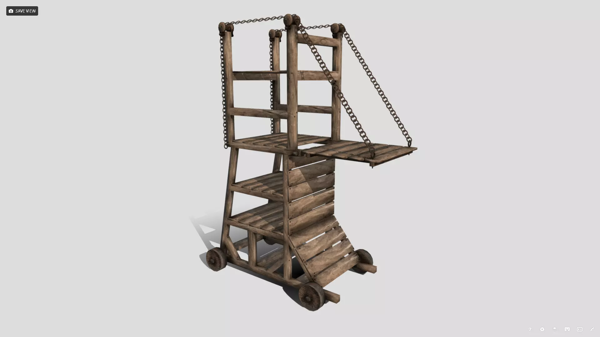 Medieval Siege Tower  Low-poly 3D model_0