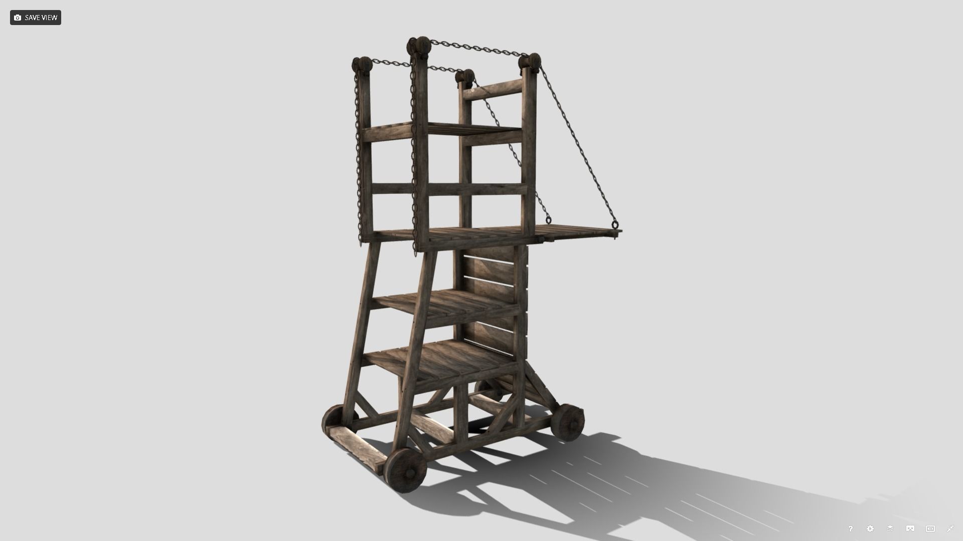 Medieval Siege Tower  Low-poly 3D model_4