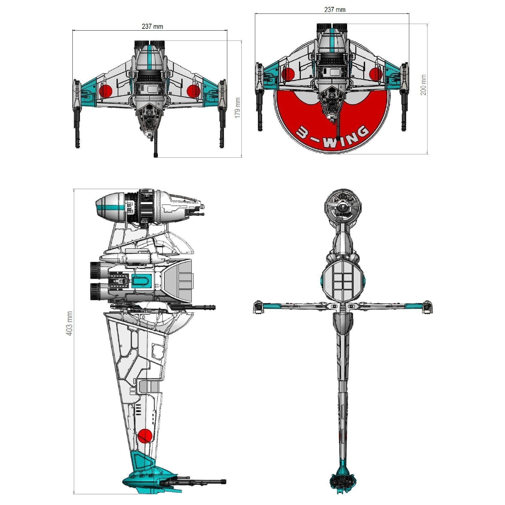 STAR WARS B-WING - DETAILED AND PRINTABLE - WITH INSTRUCTIONS 3D print model_3