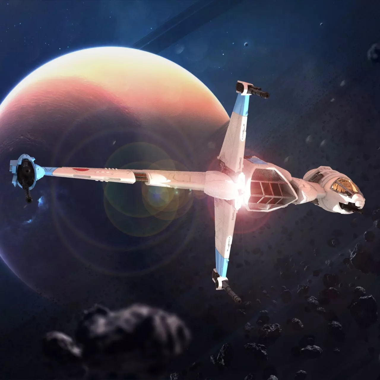 STAR WARS B-WING - DETAILED AND PRINTABLE - WITH INSTRUCTIONS 3D print model_0