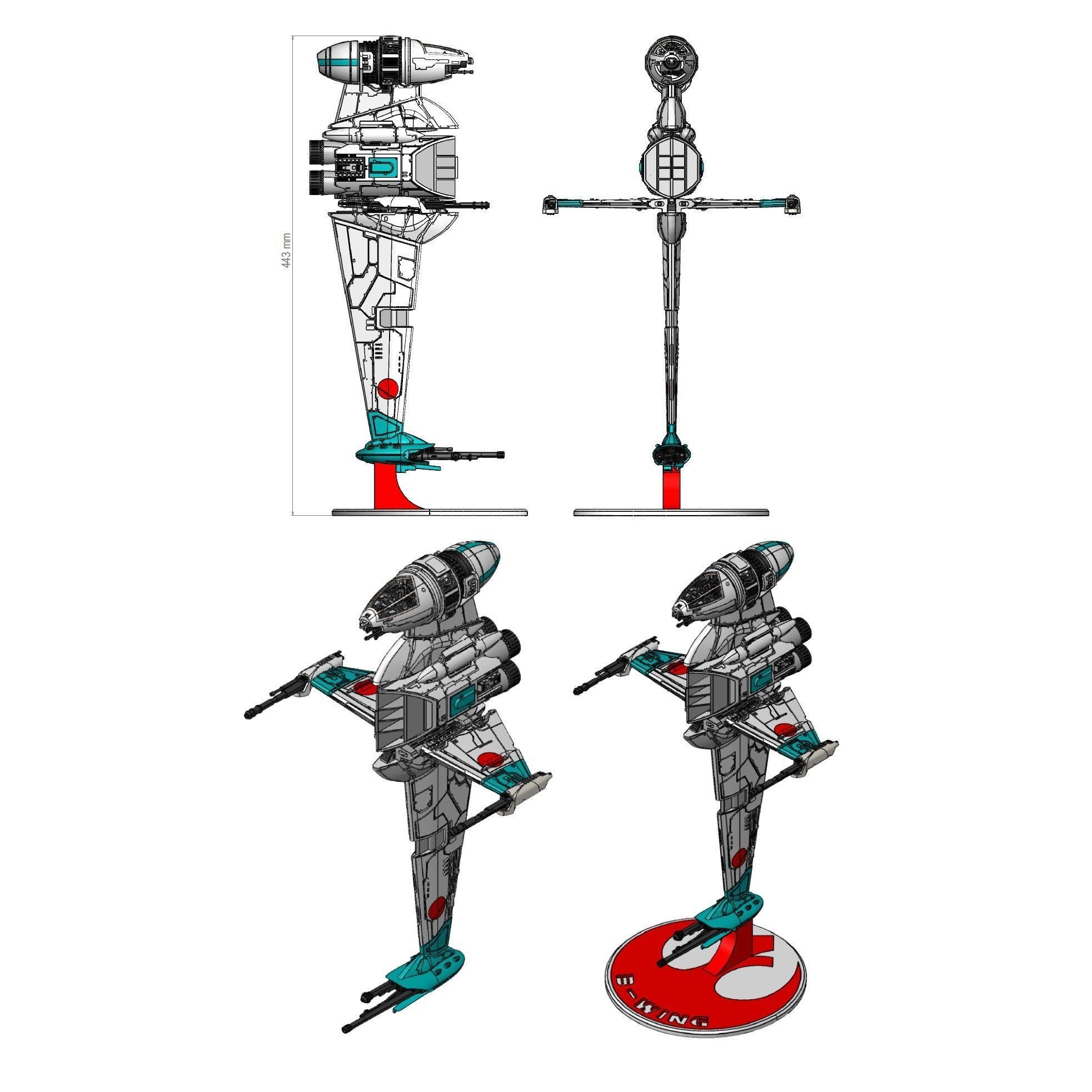 STAR WARS B-WING - DETAILED AND PRINTABLE - WITH INSTRUCTIONS 3D print model_2