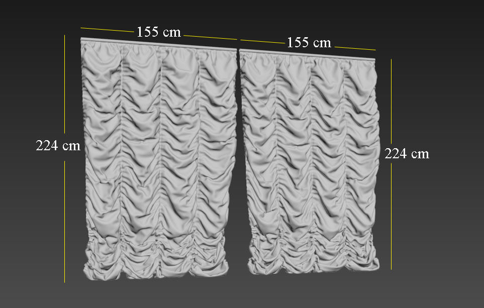Marvelous Designer and 3DS Max Curtains01 Bigger Free 3D model_4