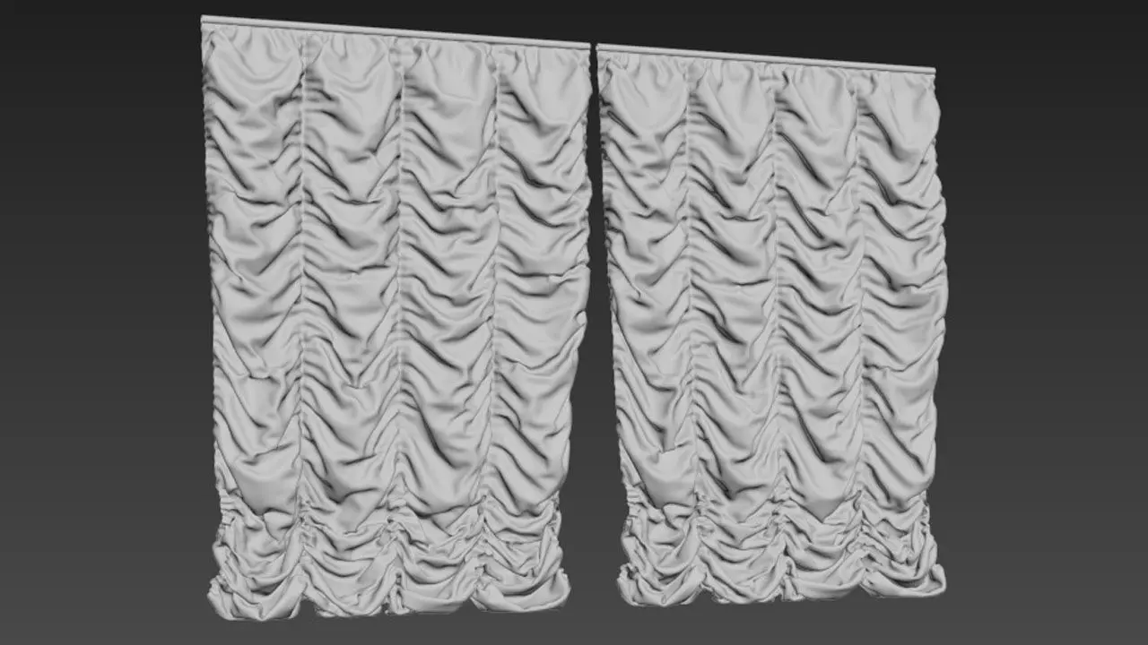 Marvelous Designer and 3DS Max Curtains01 Bigger Free 3D model_0