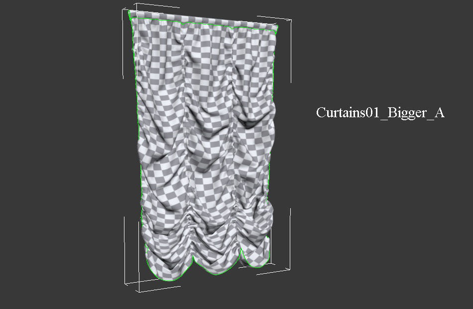 Marvelous Designer and 3DS Max Curtains01 Bigger Free 3D model_11