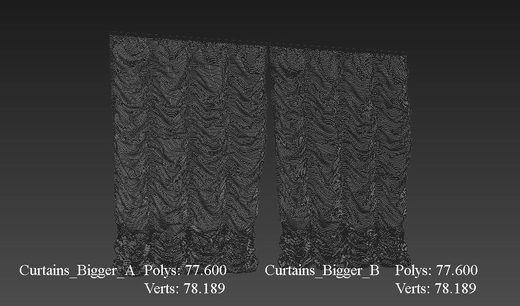 Marvelous Designer and 3DS Max Curtains01 Bigger Free 3D model_6