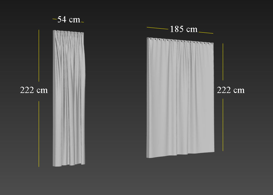 Marvelous Designer and 3DS Max Curtains03 Bigger 3D model_3