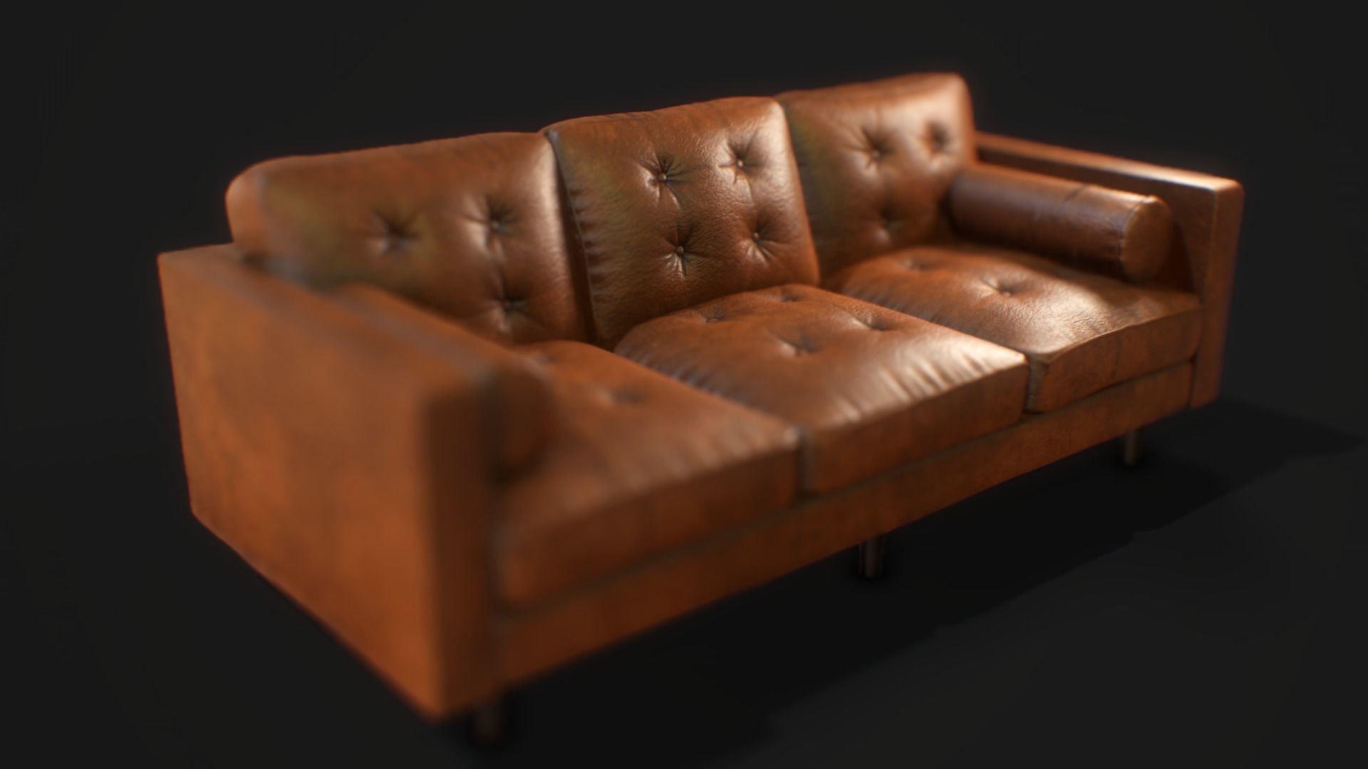 Armchair Set PBR game ready leather sofa Low-poly 3D model_16