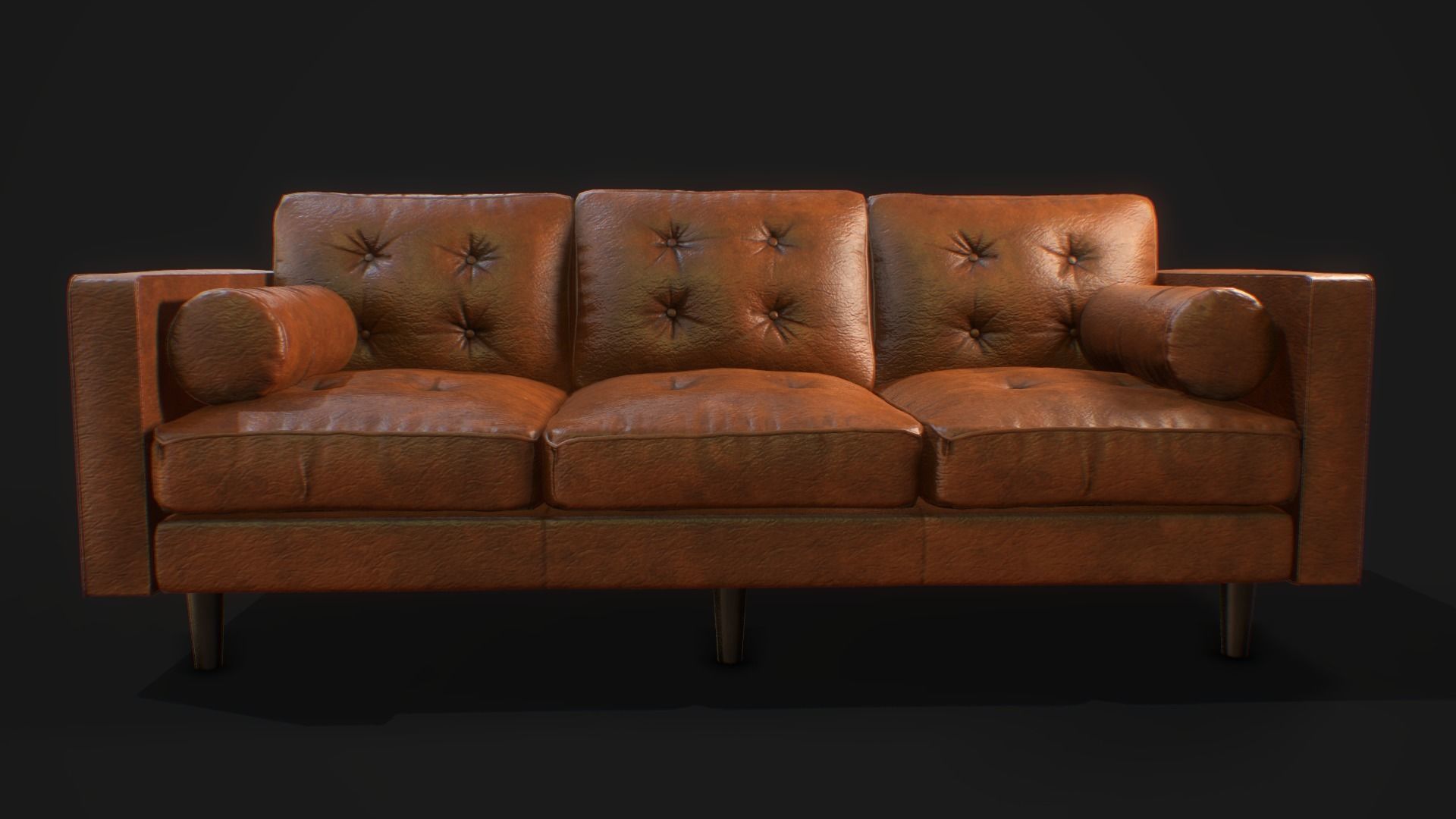 Armchair Set PBR game ready leather sofa Low-poly 3D model_6