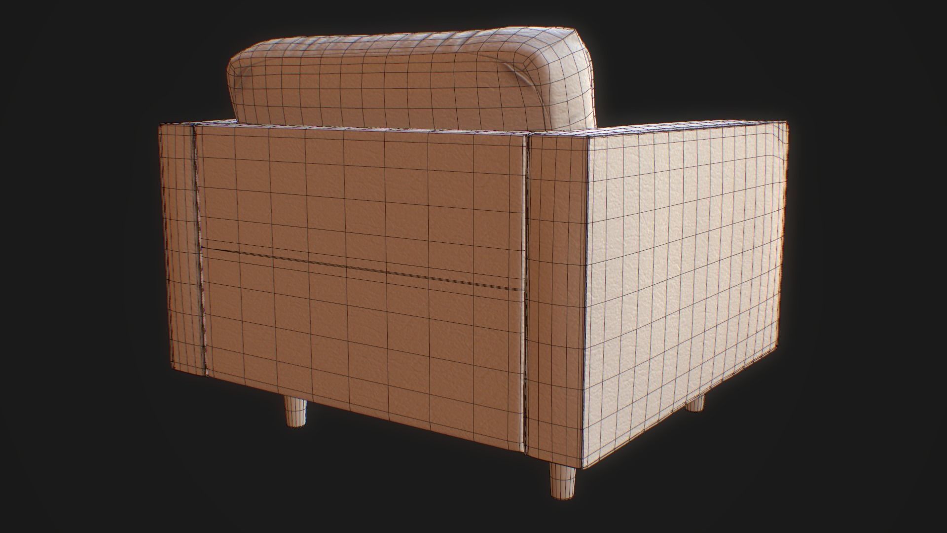 Armchair Set PBR game ready leather sofa Low-poly 3D model_27