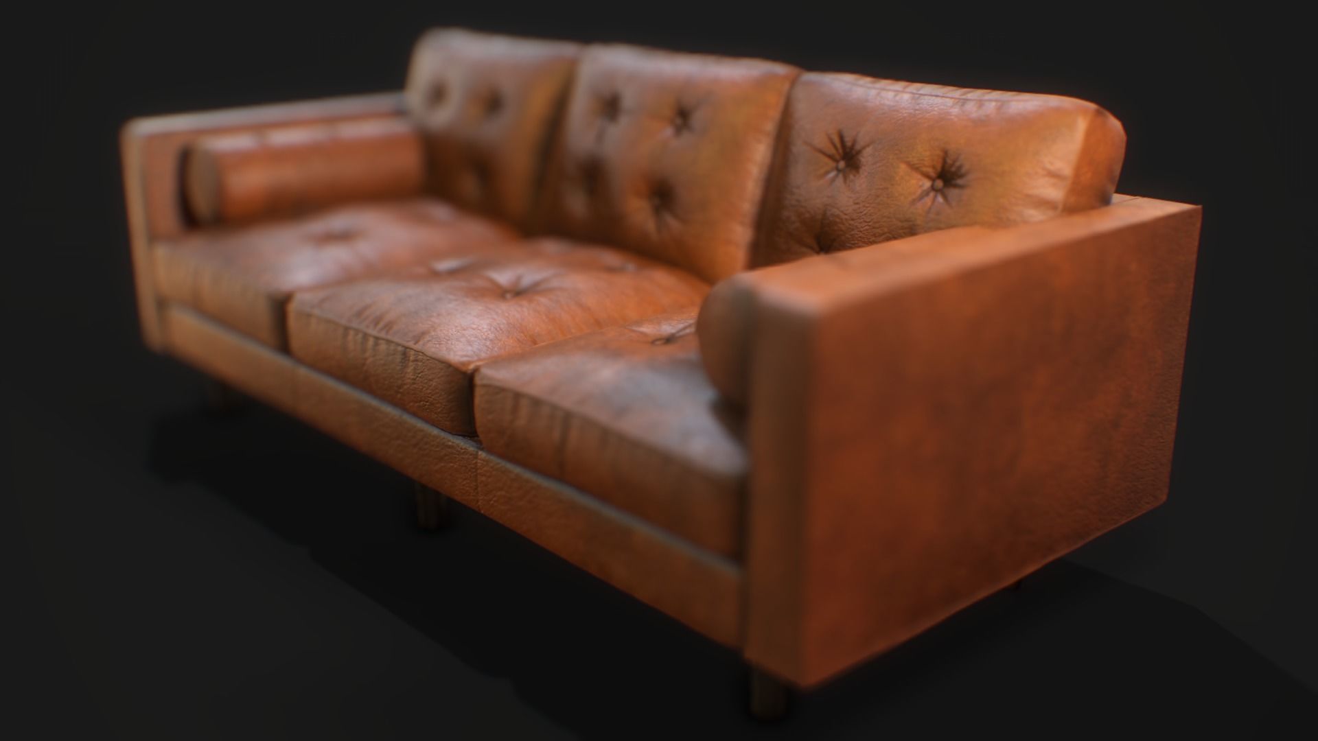 Armchair Set PBR game ready leather sofa Low-poly 3D model_17