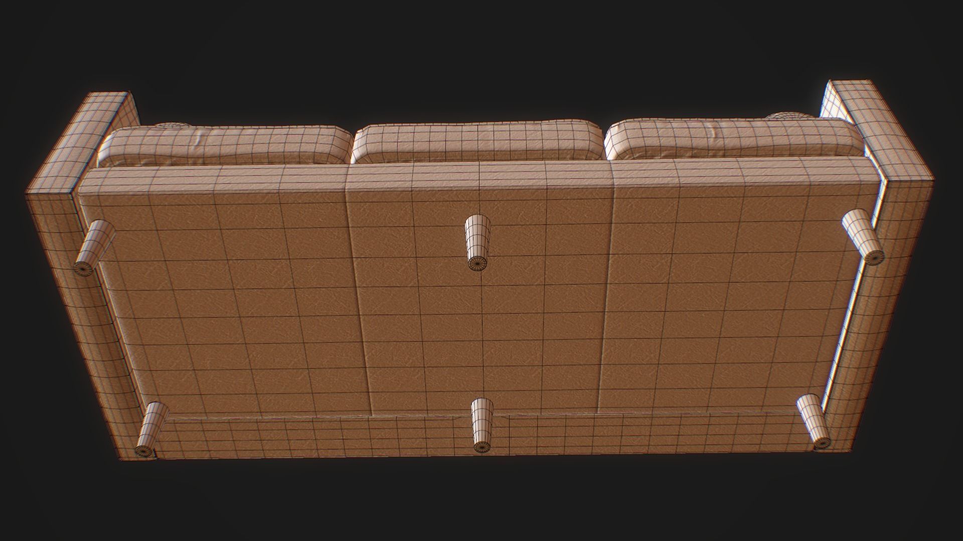 Armchair Set PBR game ready leather sofa Low-poly 3D model_24