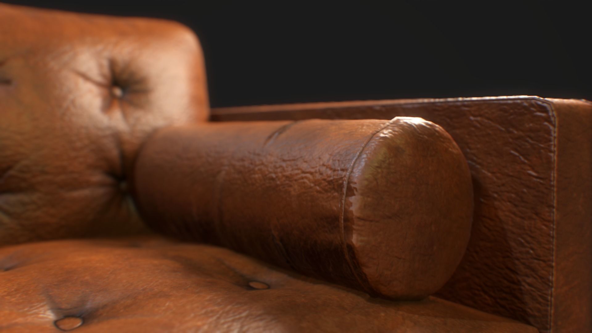 Armchair Set PBR game ready leather sofa Low-poly 3D model_20