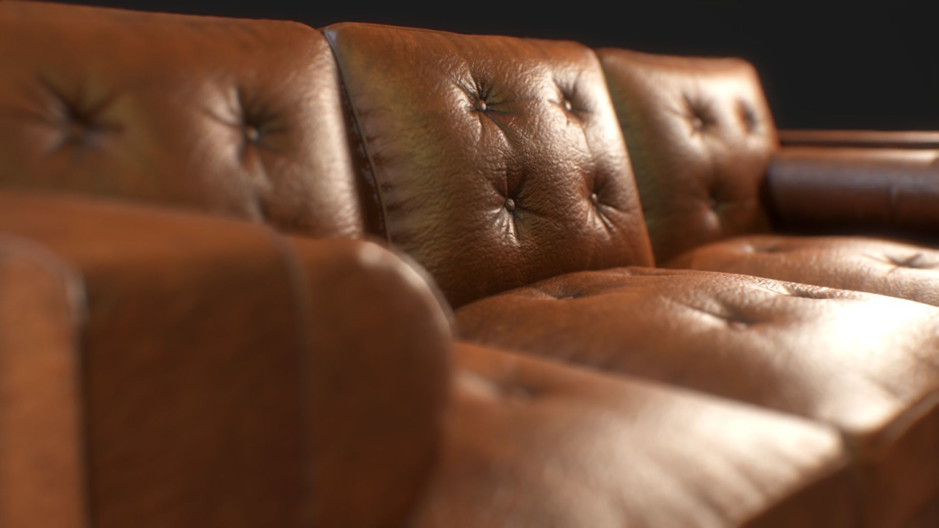 Armchair Set PBR game ready leather sofa Low-poly 3D model_10