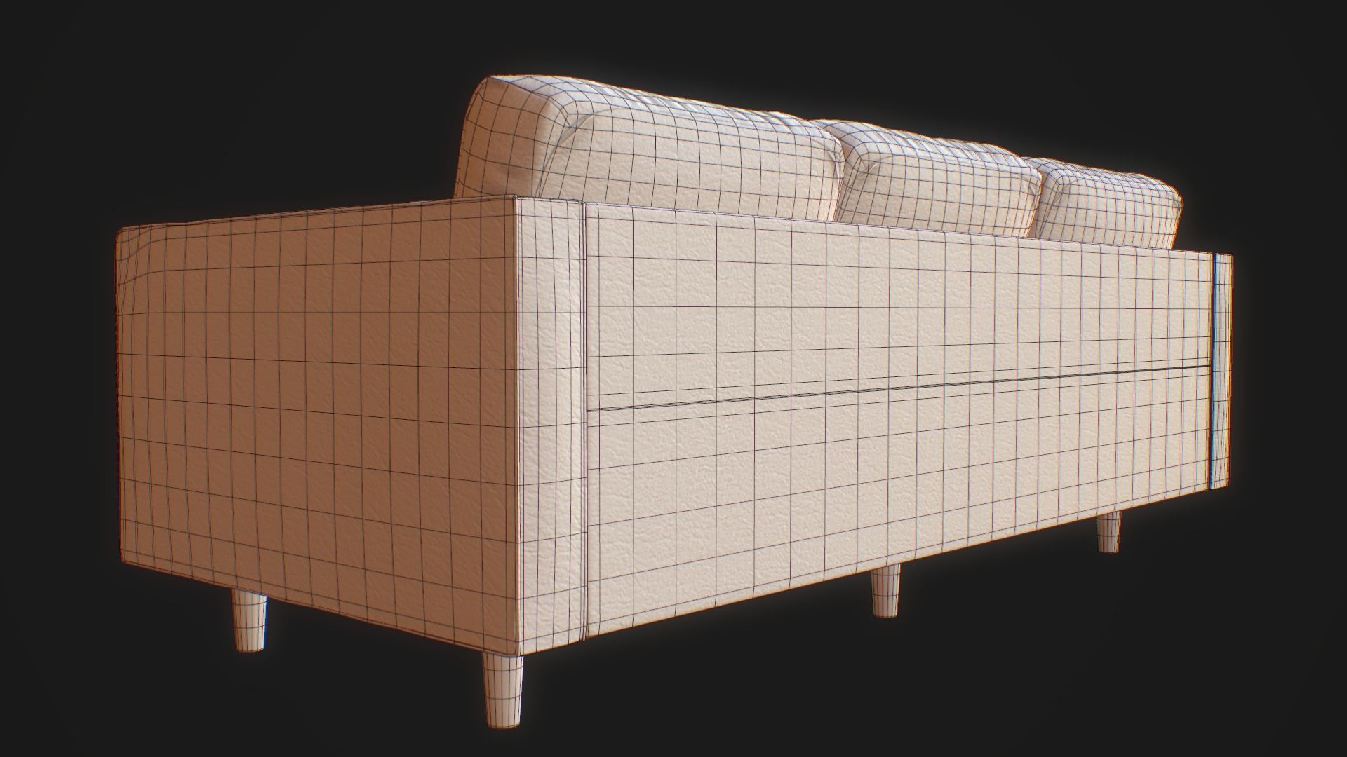 Armchair Set PBR game ready leather sofa Low-poly 3D model_23