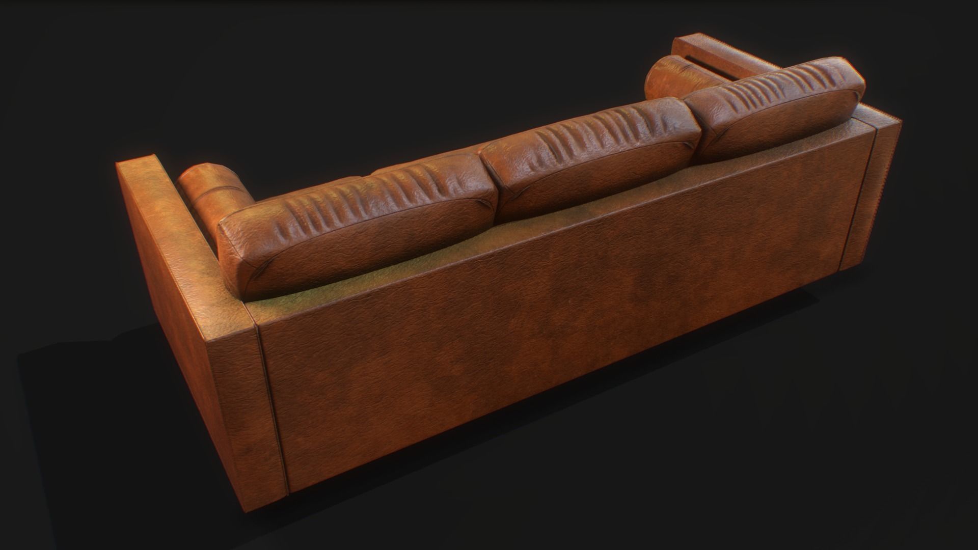 Armchair Set PBR game ready leather sofa Low-poly 3D model_13