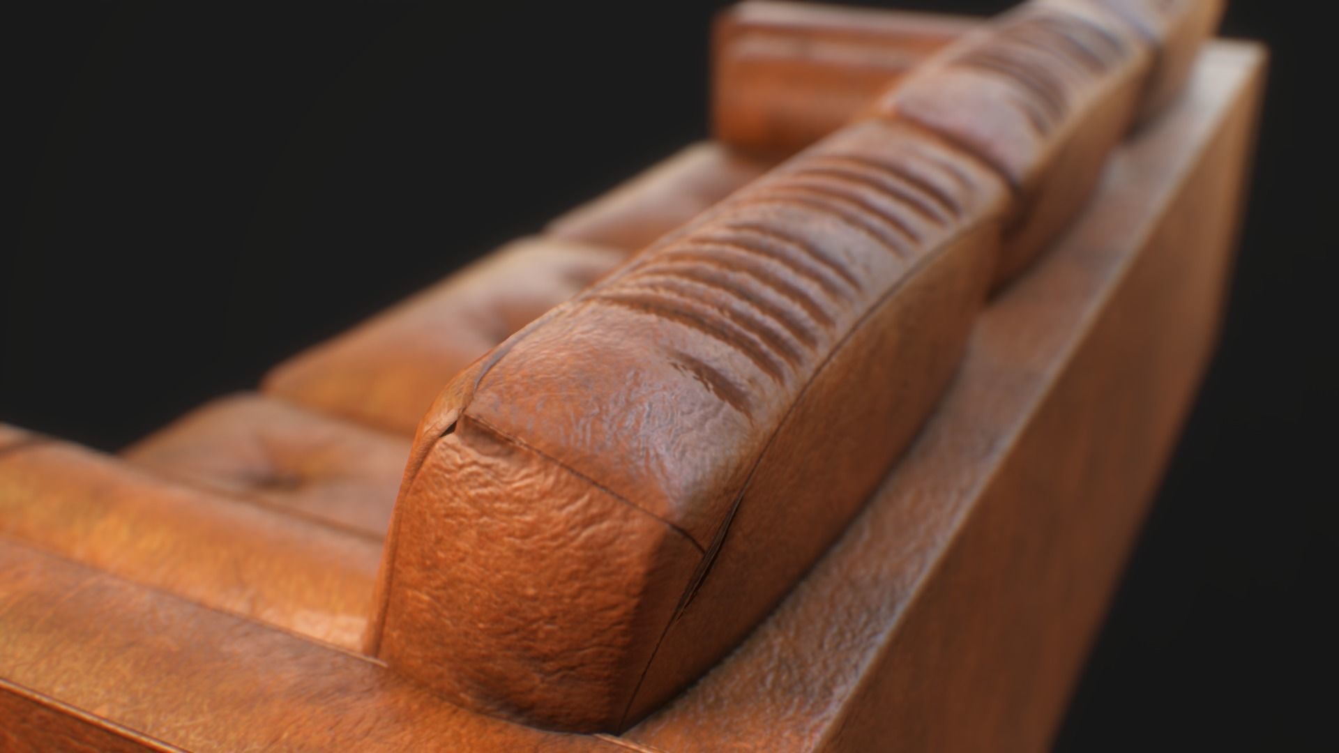 Armchair Set PBR game ready leather sofa Low-poly 3D model_11