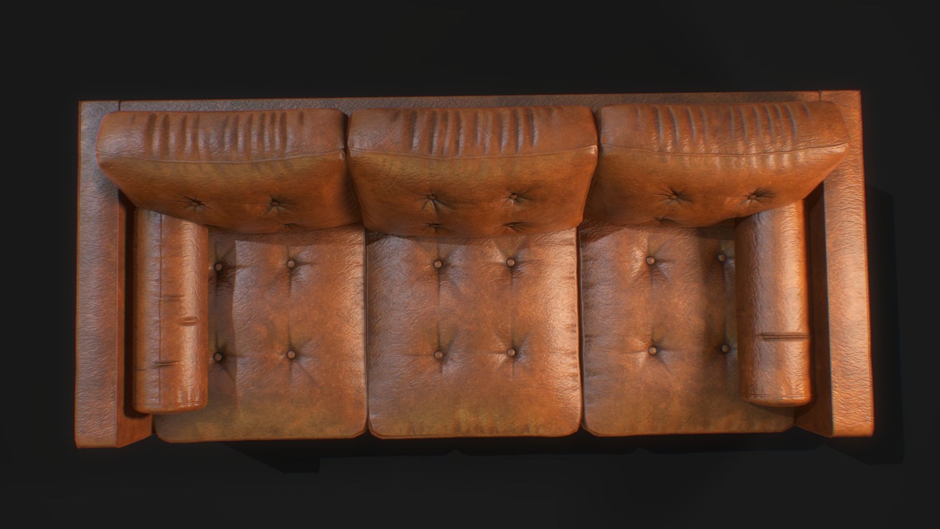 Armchair Set PBR game ready leather sofa Low-poly 3D model_14