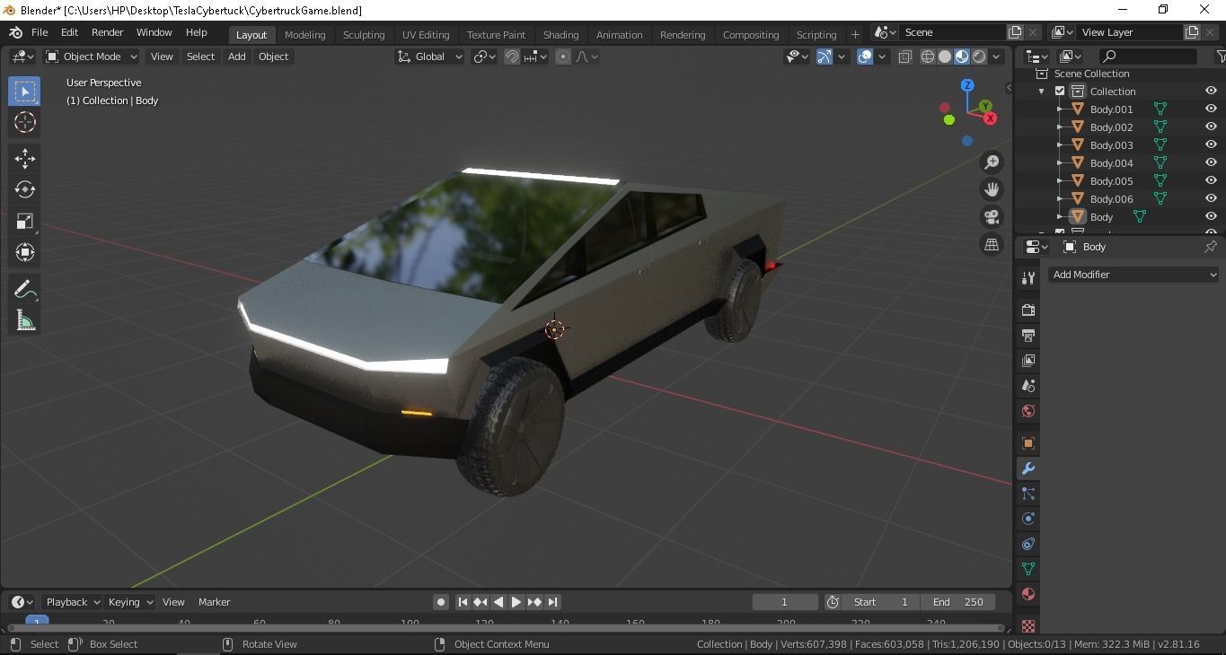 Tesla Cybertruck  Low-poly 3D model_2