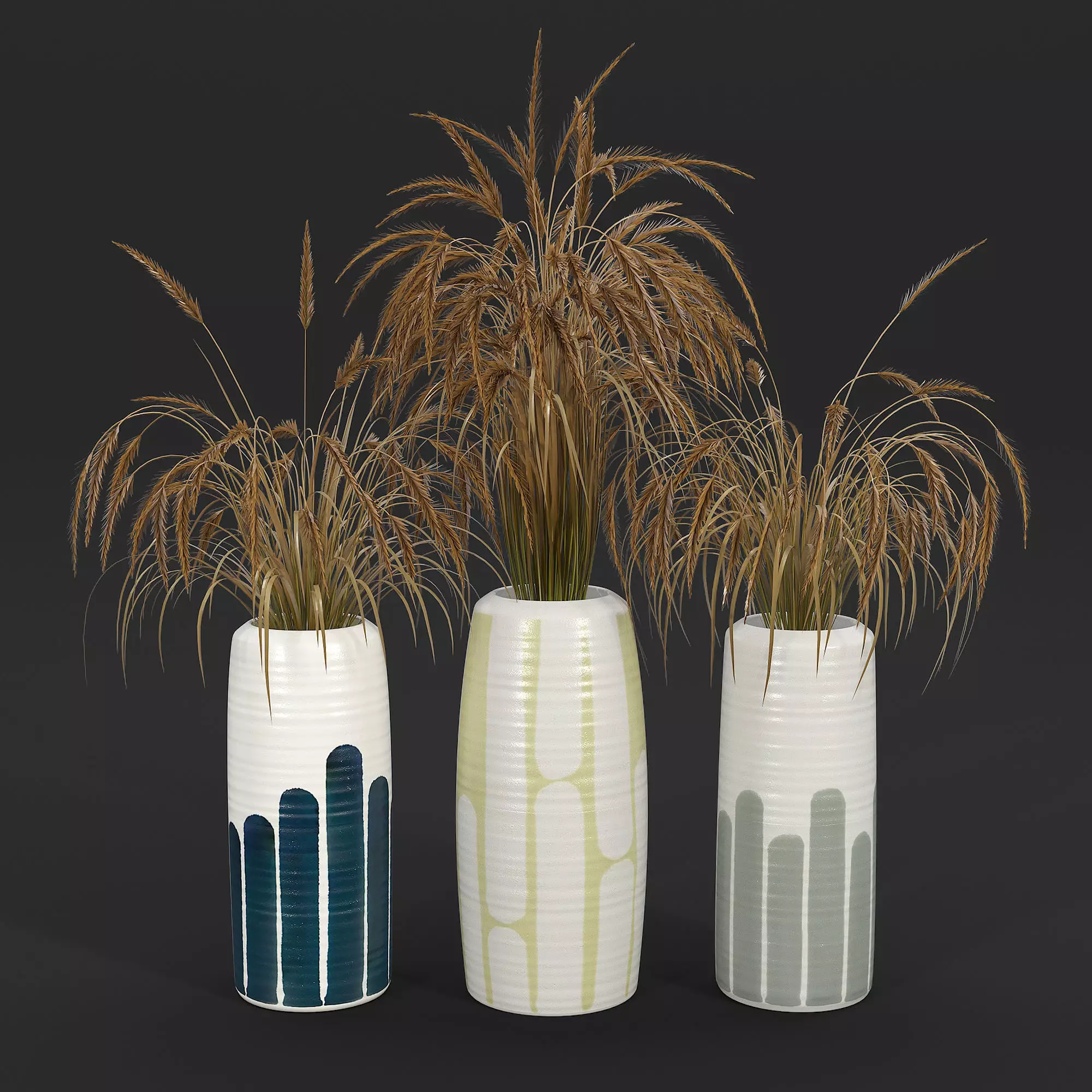 Striped Tall Vase with Gray Stripes 3D model
