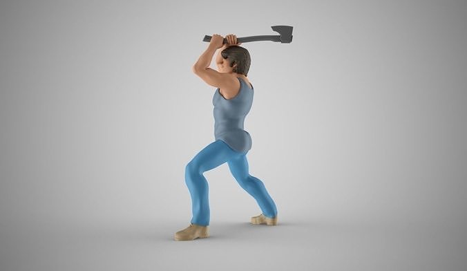Man Chopping Wood 3D print model