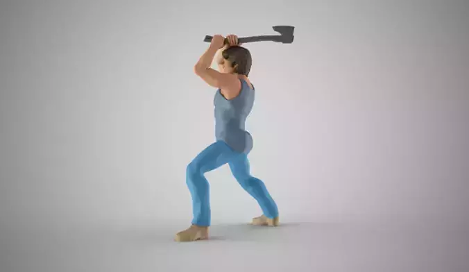 Man Chopping Wood 3D print model