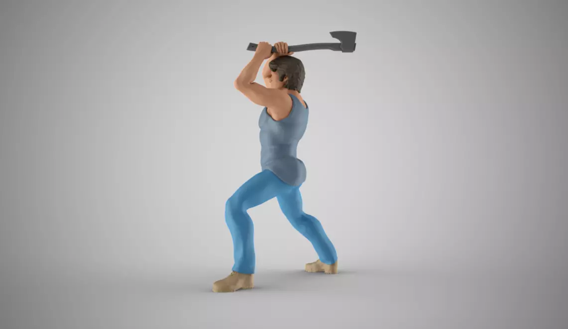 Man Chopping Wood 3D print model_0