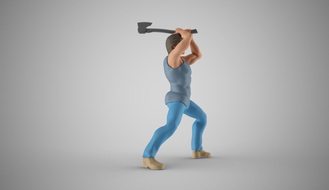 Man Chopping Wood 3D print model_7
