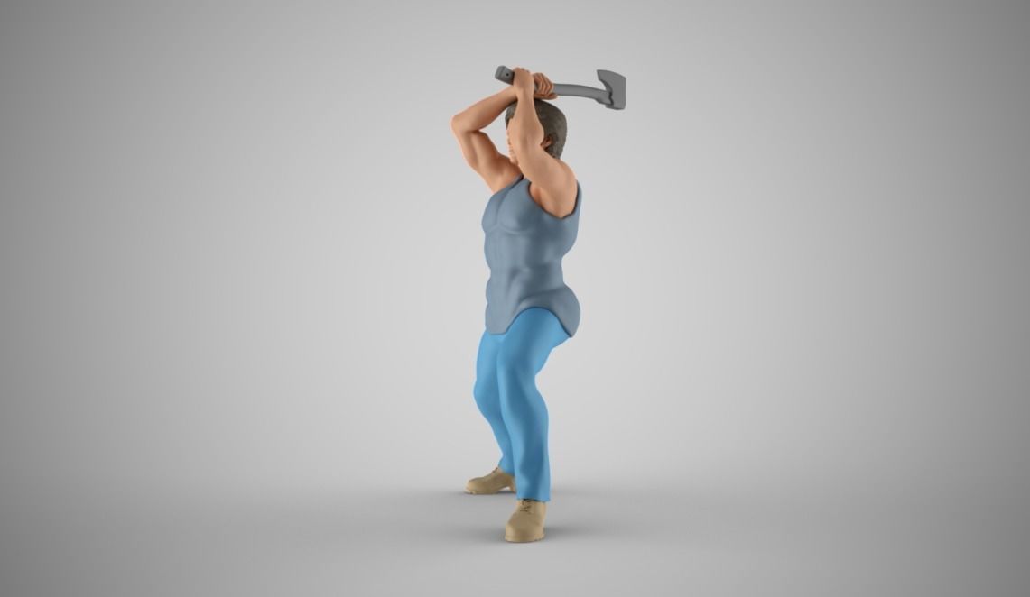 Man Chopping Wood 3D print model_4